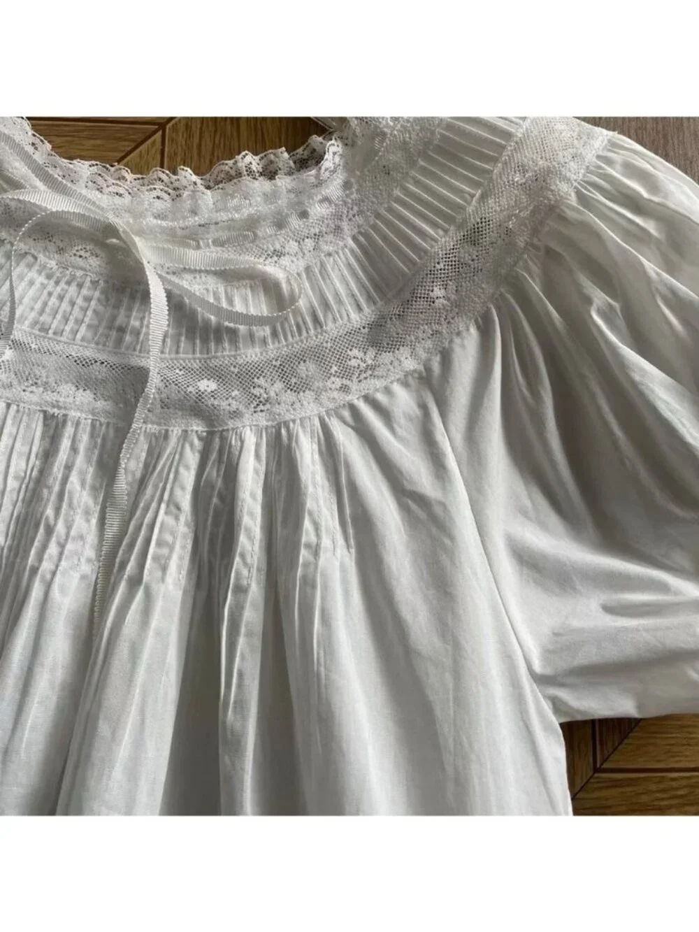 Doen Daphne lace-trimmed pintucked organic cotton-voile mini dress, M - Picture 4 of 11